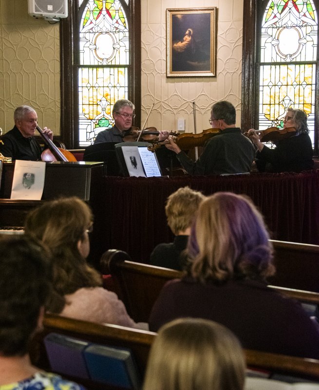 Shrewsbury String Quartet players begin the first sonata.